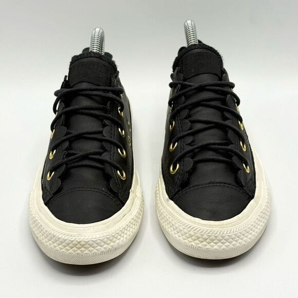Converse CTAS Ox Frilly Thrills Black Gold Egret Lace Up Women's Shoe US Size 6 - Picture 2 of 12